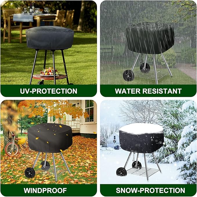 Cover for Outdoor 18 Inch Charcoal Grill, Grill Cover Fits Most Walk-a-Bout Charcoal Grills Within 21.5 * 21.5 * 14.5 in, Water-Resistant Oxford Fabric