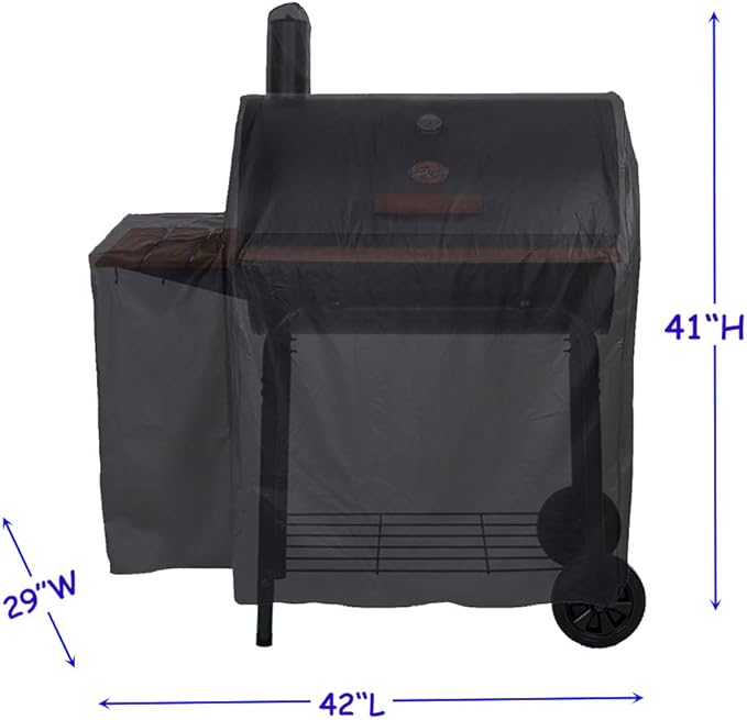 Heavy Duty Waterproof Grill Cover for Char-Griller 2121,2828,2727,2929 Grills and Char-Griller Smokers Without Side Fire Box,Black