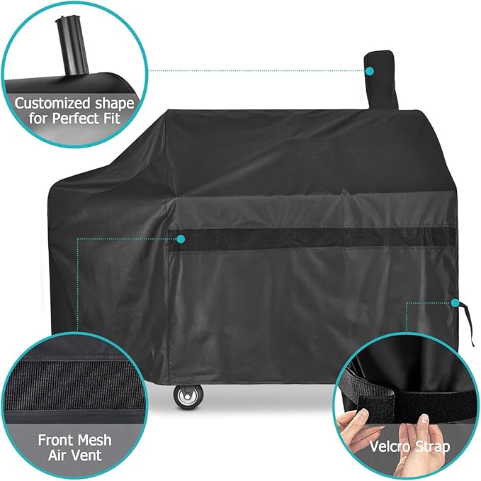 Offset Smoker Cover 60 inch Charcoal Pellet Grill Cover Heavy Duty Waterproof 600D BBQ Smoker Cover for Brinkmann for Char-Broil for Weber for Nexgrill for New Braunfels for Oklahoma Joe's