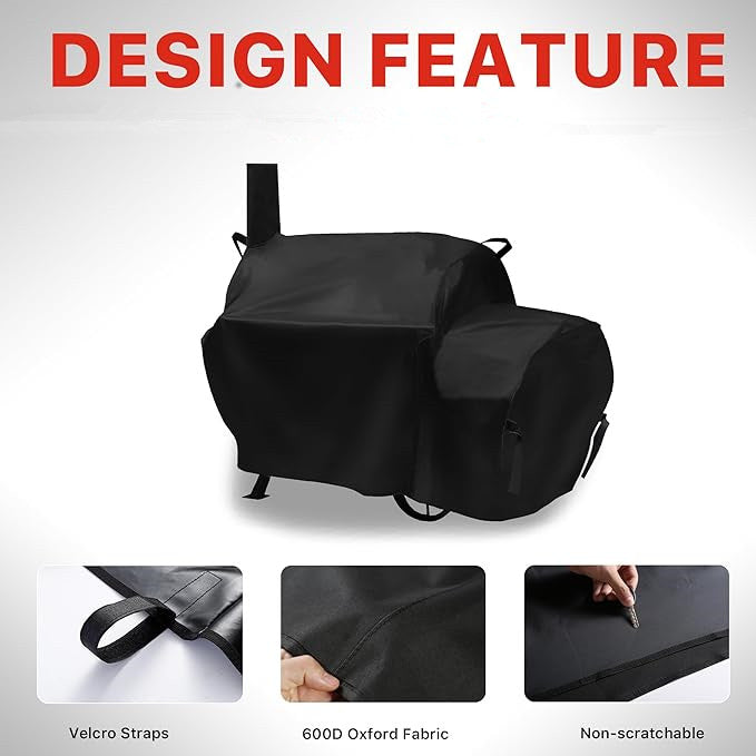 70 inch Grill Cover for Oklahoma Joe's Longhorn Offset Smoker, Waterproof & Heavy Duty Black Smoker Cover