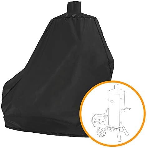 Smoker Grill Cover-Sized for Dyna-Glo Vertical Offset Smoker Grill DGSS1382VCS-D DGSS1382VCS Heavy Duty Waterproof Canvas Charcoal Smoker Cover, Black