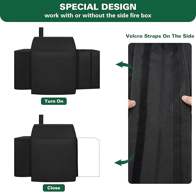 Grill Cover Fits for Char-Griller 3018, 2121, 2727 Charcoal Grill, Expandable BBQ Grill Cover Heavy Duty Smoker Grill Cover Waterproof UV Resistant Outdoor Grilling Cover