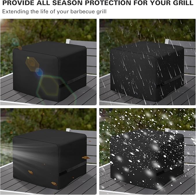 Side Fire Box Grill Cover Fits for Char-Griller 22424 72424 E82424 Portable Tabletop Grill, 600D Heavy Duty BBQ Cover Waterproof Portable Grill Cover, 18 x 18 x 20 Inch