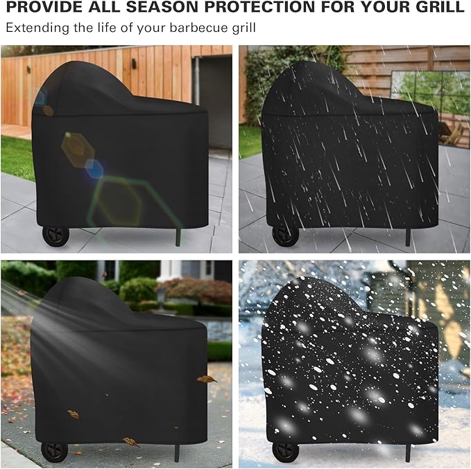 Grill Cover Fits for Char-Griller AKORN Kamado Grill with Cart, 600D Heavy Duty BBQ Grill Cover Charcoal Grill Cover Waterproof Outdoor Grilling Cover