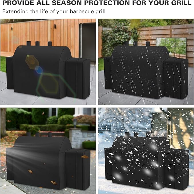 Grill Cover Fits for Char-Griller Duo 5050 Double Play 5650 Charcoal Grill, Expandable Gas Grill Cover 600D Heavy Duty BBQ Cover Fits for Char-Griller 3-Burner Dual Fuel Outdoor Grill