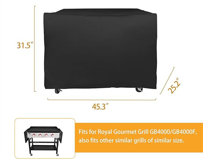 Grill Cover for for Royal Gourmet GB4000 GB4000F, 45 inch 600D Heavy Duty Cover CR4014, Durable Outdoor BBQ Waterproof Grill Cover