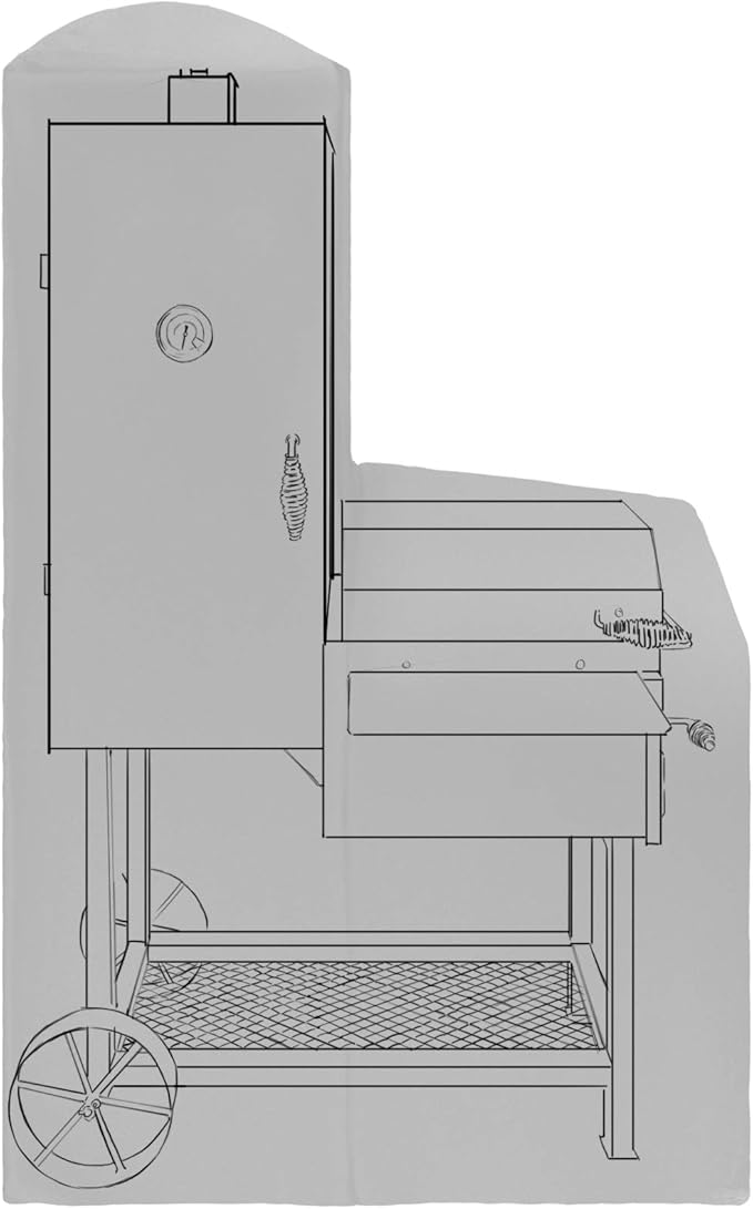 Offset Smoker Cover-Sized for Oklahoma Joe's Bandera and Rivergrille Rustler Vertical Offset Smoker Heavy Duty Weather Resistant Water Proof Patio Outdoor Canvas