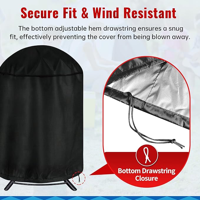 Vertical Round Smoker Cover, Kettle Grill Cover, 29 Inch BBQ Barbecue Cover, Dome Smoker Cover, Bullet Smoker Cover, Barrel Cover Fire Pit Cover for Char-Broil Weber George Foreman Brinkmann
