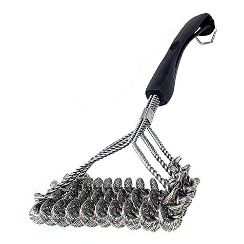 Clean Grill Brush - Bristle Free BBQ Grill Brush for Outdoor Grill- 100% Rust Resistant Stainless Steel Barbecue Grill Cleaner - Safe for Porcelain, Ceramic, Steel, Cast Iron, Grilling Gift