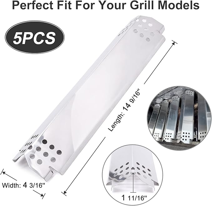 Replacement Parts for Nexgrill 5 Burner 720-0888, 720-0888N, Nexgrill 720-0830H, Members Mark 720-0882D, Stainless Steel Grill Heat Tent, Flame Tamer, Burner Cover for Nexgrill 720-0888 Grill