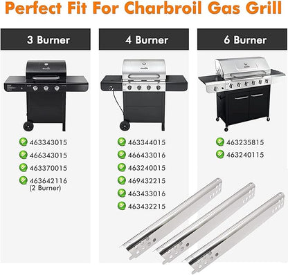 Grill Replacement Parts for Charbroil Advantage Series 6 Burner 463235815, 463240115, 463344015, 463433016 463343015 Models. Stainless Pipe Burner, Heat Plate, Carryover Tube Kit