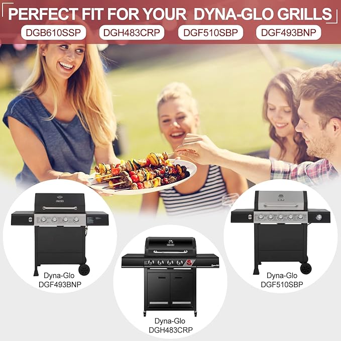 Replacement Parts for Dyna-Glo DGB610SSP DGH483CRP DGF493BNP DGF510SBP Grills, 15 inch Porcelain Grill Heat Tents Heat Plates for Outdoor Gourmet GR2205720-OG-00 GR2205723-OG-00, Set of 6