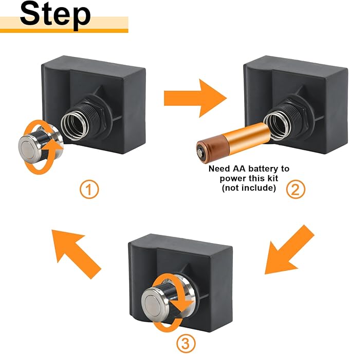 4 Outlet AA Battery Silver Cap Push Button Chrome Coated Spark Generator tact Electric Igniter Grill Ignitor for Amana, Brinkmann, Charbroil, Kenmore, Master Forge, Uniflame and Others