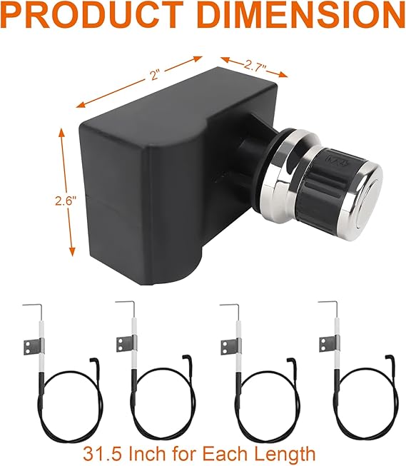 4 Outlets Spark Generator Grill Igniter with Wire Replacement Kit for Nexgrill Home Depot 720-0830H 720-0830D 720-0958A and Most Nexgrill Grill, Tact Push Button Pulse Electrode Ignition