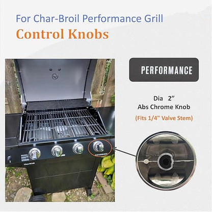Chrome  Control Knob Replacement for Char-Broil Performance Series Gas Grill (2017 and Newer),Performance Series 4 Burner Grill Replacement Knobs,4 Pcs