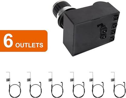 6 Outlets Spark Generator Grill Igniter with Wire Replacement Kit for Home Depot Nexgrill 720-0830H 720-0888 720-0896CA, Universal Electronic Ignitor Chrome Coated Tact Switch Push Button