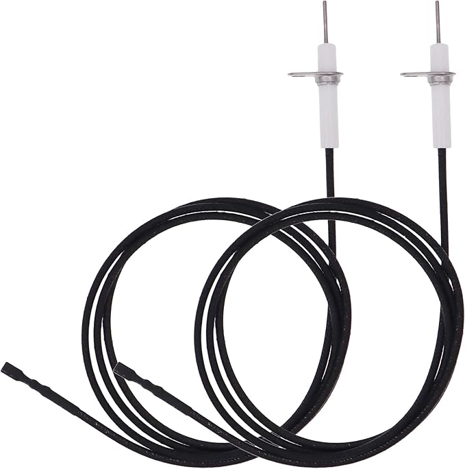 (Rectangular Pin)2Pc 38" Pulse Ignitor Wire & Ceramic Electrode Assembly Replacement,Ignition Electrode Can DIY Bending for Pulse Ignitor Spark Plug Ignition Electrode Replacement