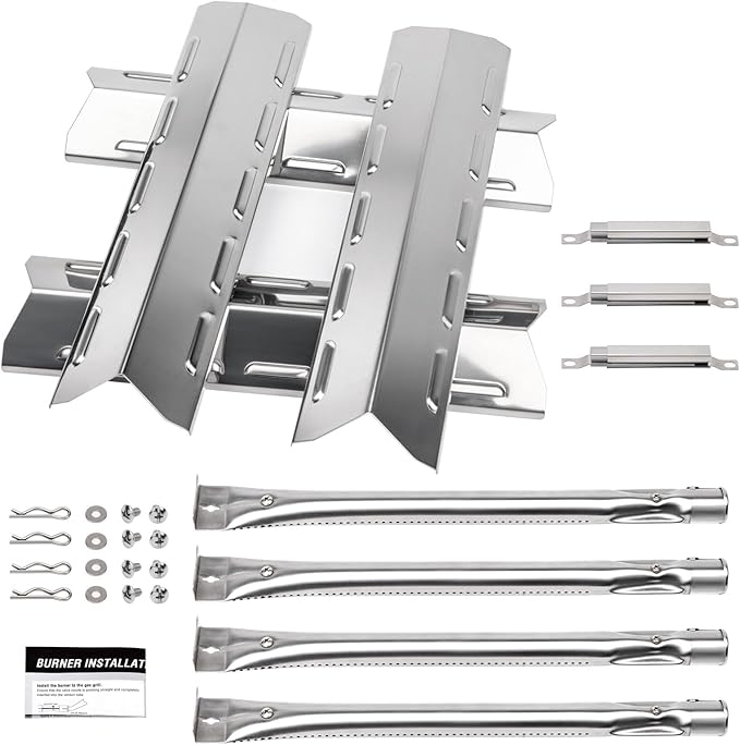 Grill Replacement Parts for Kenmore 146.34611410 146.05349710 146.46372610 146.34461410 146.10016510 146.16197210 146.16198211, Stainless Steel Heat Plate, Grill Burner, Crossover Tube