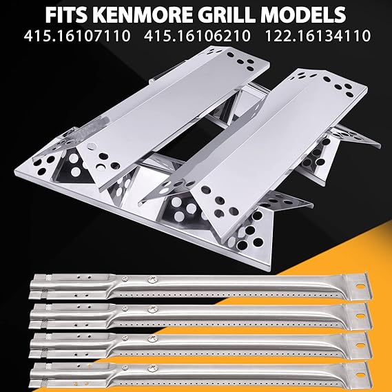 Grill Replacement Parts for Kenmore 415.16107110 122.16134110 415.16106210, Charbroil 463411911 463411512, Nexgrill 720-0783 720-0719BL, Grill Burners, Heat Plate Shield, Igniter