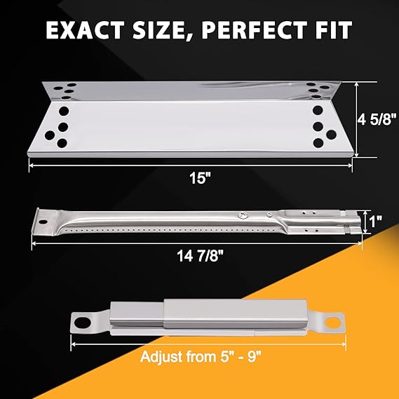 Grill Replacement Parts for Kenmore 415.16107110 122.16134110 415.16106210, Charbroil 463411911 463411512, Nexgrill 720-0783 720-0719BL, Grill Burners, Heat Plate Shield, Igniter