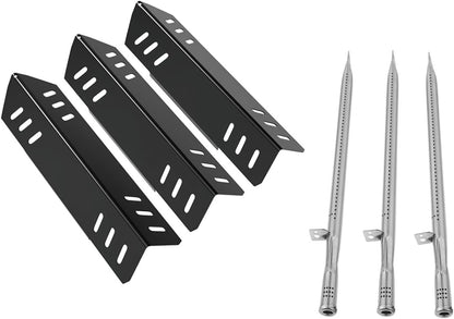 17.7" Grill Burners Tube + Heat Plates for Pit Boss Memphis Ultimate 4 In 1 Combo Smoker Grill, Stainless Gas Grill Repair Kit