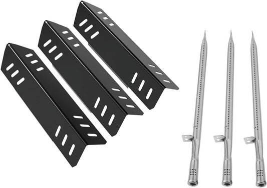 17.7" Grill Burners Tube + Heat Plates for Pit Boss Memphis Ultimate 4 In 1 Combo Smoker Grill, Stainless Gas Grill Repair Kit