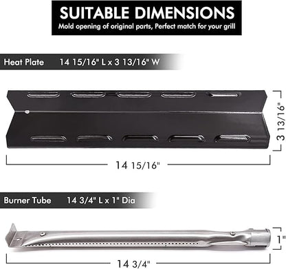 Grill Replacement Parts for Kenmore 6 Burner 146.23681310 146.47223610 146.23766310 Gas Grill Models. Grill Burner Tube, Heat Plate Tent Shield, Carryover Tube Replacement Kit.