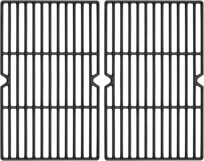 Replacement Cooking Grates, Fits Kenmore 3 Burner BBQ Grills, Cast Iron, Set of 2, Black