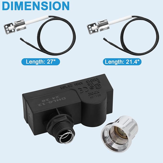 DHLG-12 Grill Igniters for Charbroil Ignitor Replacement Kit, 2 Outlets AAA Battery Push Button Electronic Ignition Module w/Wires Grill Ignitor for Charbroil Grill Igniter Replacement