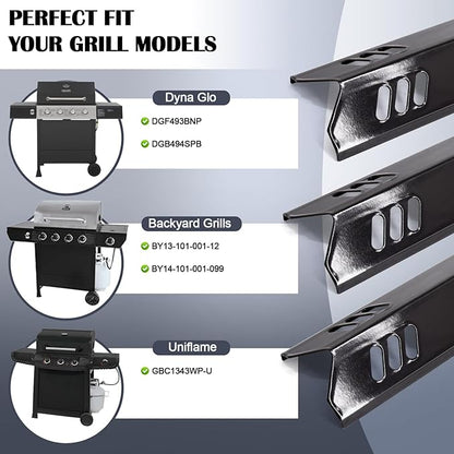 16 4/9" Grill Replacement Parts for Dyna Glo DGF493BNP, DGB494SPB, Backyard Grills BY13-101-001-12, BY14-101-001-099 and Uniflame GBC1343WP-U. Grill Grates, Heat Plates Shields for Dyna Glo 4 Burner