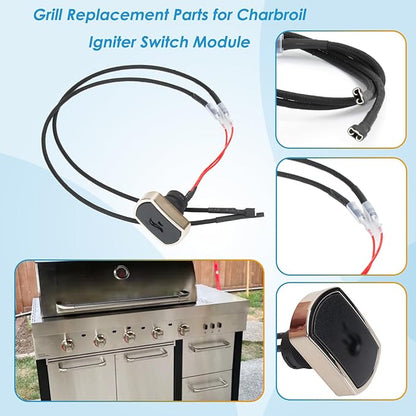 G369-0055-W1 Grill Igniter Button Switch Module for Charbroil Igniter Replacement, 2 Push Ignition Buttons Grill Replacement Parts for Charbroil Grill Igniter Surefire Ignition Systems