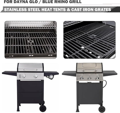 15 3/4" DGF350CSP Grill Grates Heat Tent Parts for Dyna Glo 2 Burner Grill Parts DGF350CSP-D DGF350SNP Grill Replacement Parts GBC1932L Blue rhino Grill Parts 3 Burner Grates Heat Shield 70-01-634 70-01-635