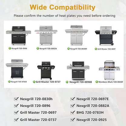 Grill Replacement Parts for Nexgrill 6 Burner 720-0896B 720-0830H 720-0882A 720-0783E 720-0896, Grill Master 720-0697 720-0737, Grill Heat Tent Plate Buner Cover for Members Mark 720-0830F