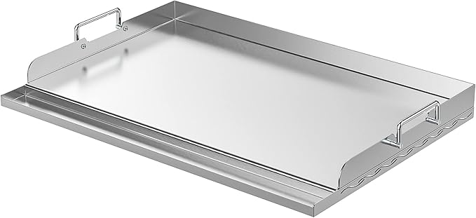 Universal Stainless Steel Griddle Plate with Even Heating Bracing for BBQ Charcoal/Gas Grills, 23" x 16" Rectangular Hibachi Flat Top Griddle for Indoor/Outdoor Cooking