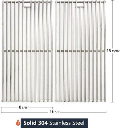  Solid SUS304 Stainless Steel Cooking Grates Replacement for 2 Burner Grill, Charbroil Performance 463672419 463672016 463633316 463672416, Infrared 463672019, Advantage 463642116 463642015