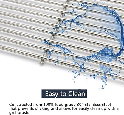  Solid SUS304 Stainless Steel Cooking Grates Replacement for 2 Burner Grill, Charbroil Performance 463672419 463672016 463633316 463672416, Infrared 463672019, Advantage 463642116 463642015