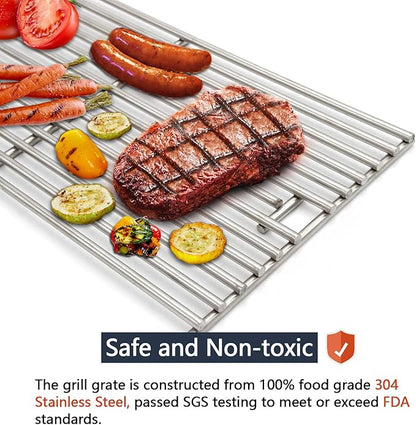  Solid SUS304 Stainless Steel Cooking Grates Replacement for 2 Burner Grill, Charbroil Performance 463672419 463672016 463633316 463672416, Infrared 463672019, Advantage 463642116 463642015