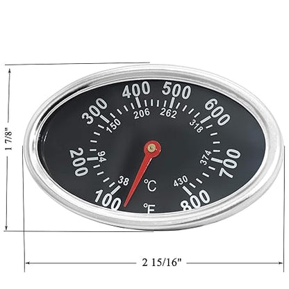2 15/16” Lid Thermometer Temperature Gauge Replacement Parts for DYNA-GLO DGF510SBP, DGF493BNP, BBQ Grillware GGPL-2100, Heat Indicator for Backyard Grill BY13-101-001-12, GBC1461W, BY13-101-001-13 and others.