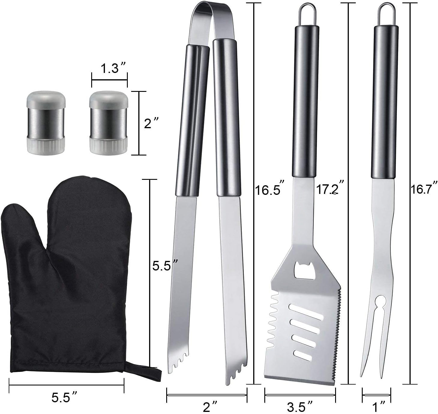 6-Piece BBQ Grill Tool Set, Stainless Steel Spatula, Fork, Tongs, Kitchen Cooking Barbecue Camping Utensil Kit, Perfect Accessories for Outdoor Grilling