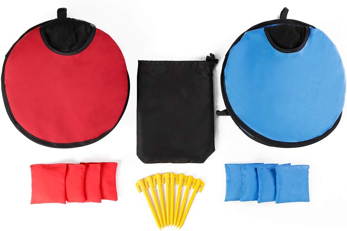 Portable Collapsible 5 Holes Cornhole Game Set with 8 Bean Bags Carrying Case Toss Game Size 3ft x 2ft for Camping Travel