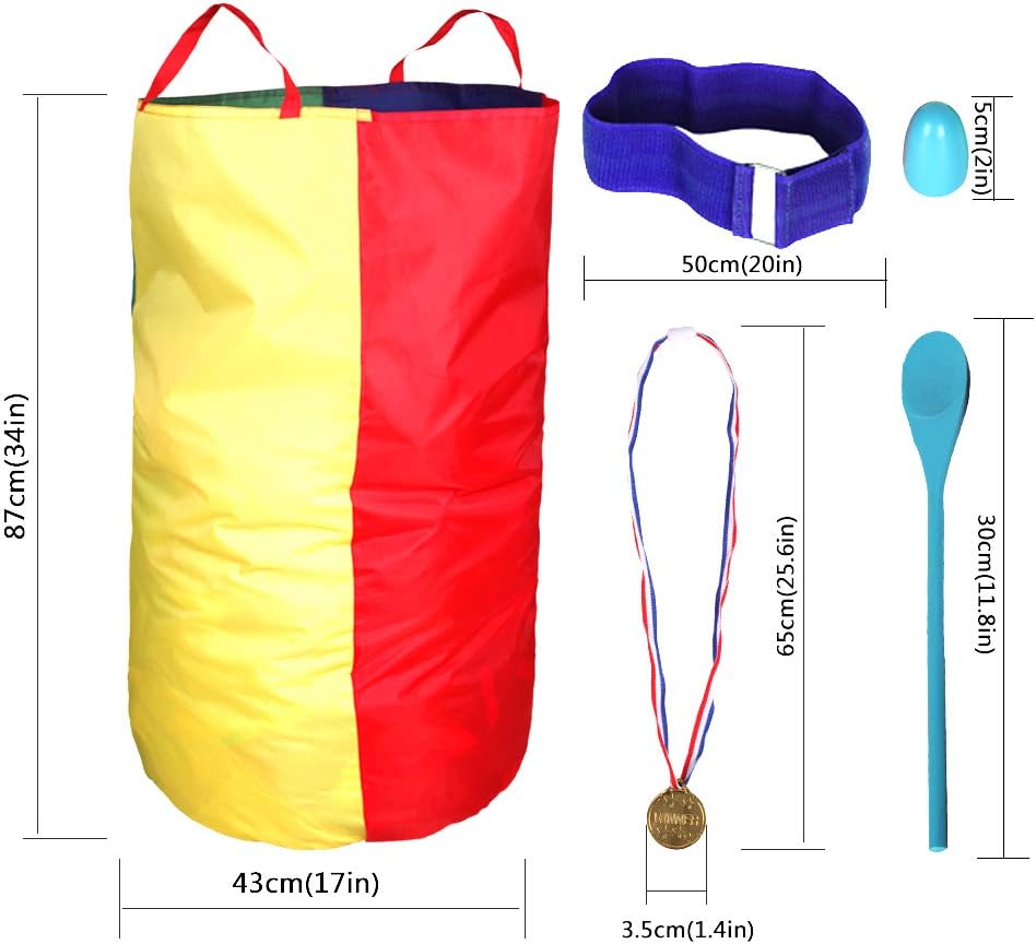 Outdoor Games, Potato Sack Race Bags for Kids Adults, Egg Spoon Relay Race, 3 Legged Race Bands, Birthday Party, Field Day Family Reunion Carnival Outside Yard Lawn Easter Fall Festival Games