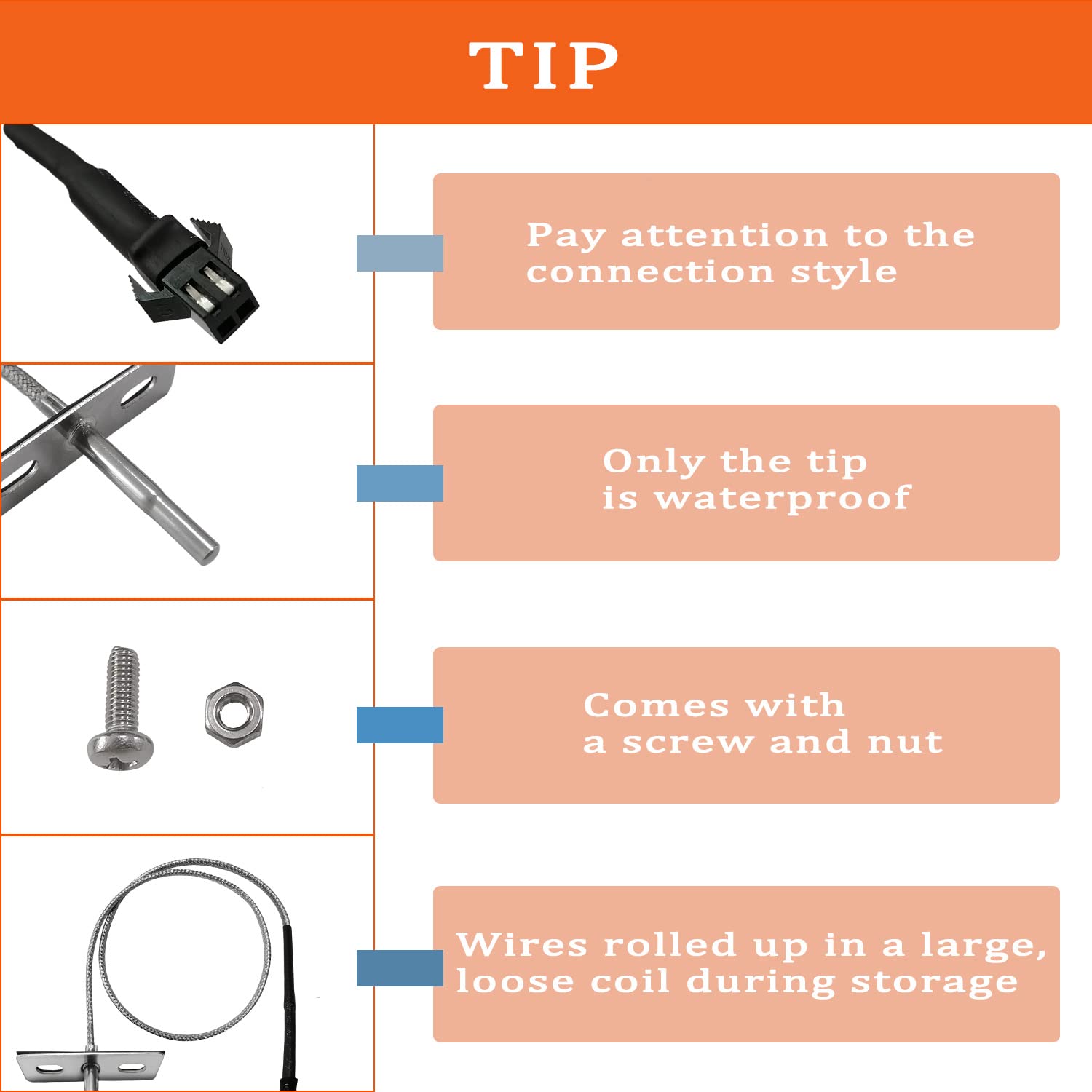RTD Temperature Sensor Probe for Pit Boss P7 Series Vertical Smoker, BBQ PB-39P350 Part, Temperature Probe Sensor