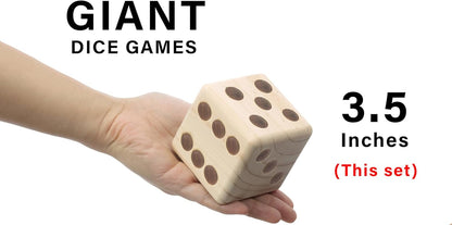 3.5" Giant Wooden Yard Dice, Outdoor Games Set of 6 with Two Games Party Lawn Games