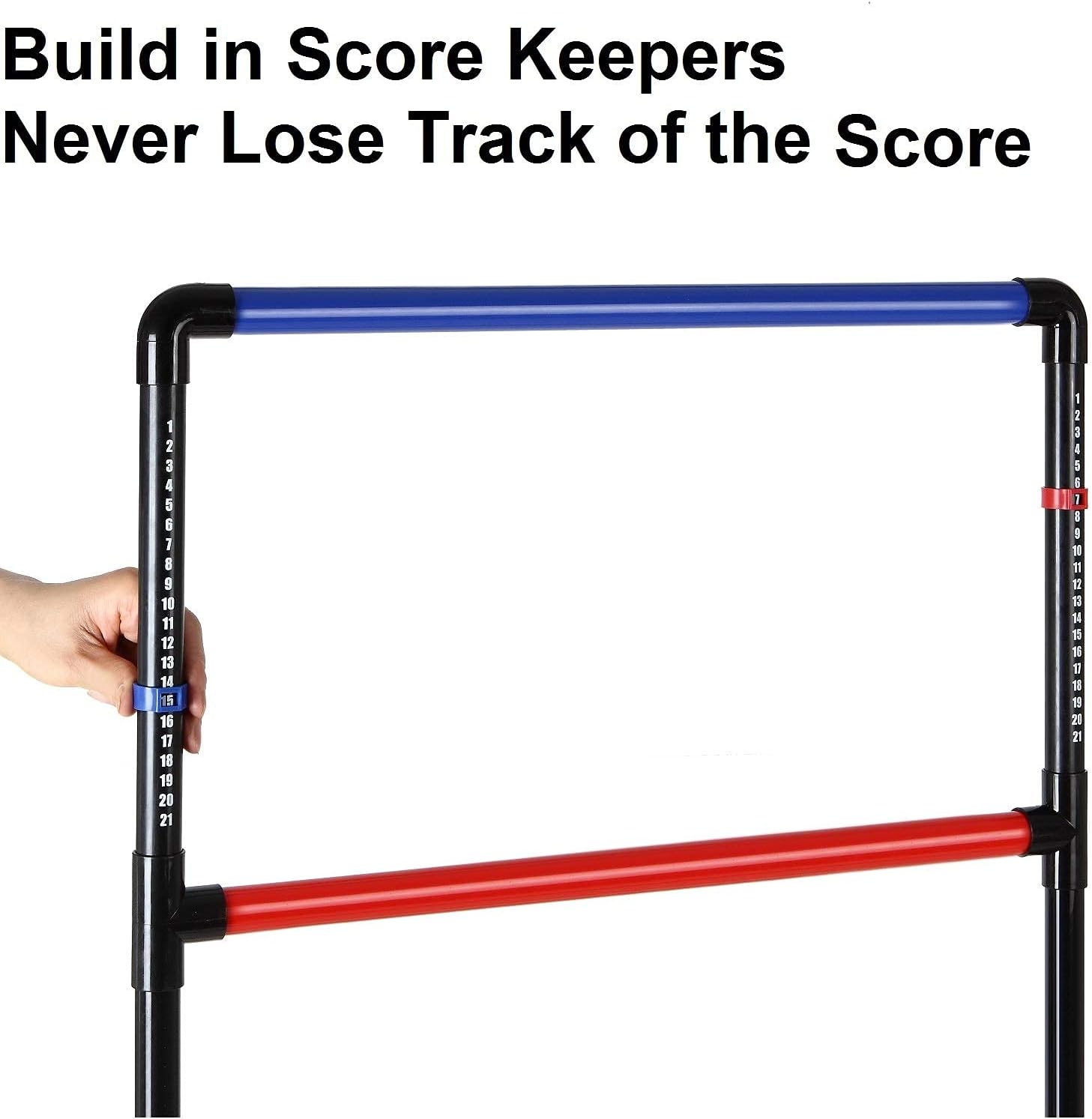Ladder Toss Indoor & Outdoor Game Set with 6 Soft Rubber Bolo Balls and Travel Carrying Case, Score Trackers