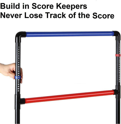 Ladder Toss Indoor & Outdoor Game Set with 6 Soft Rubber Bolo Balls and Travel Carrying Case, Score Trackers