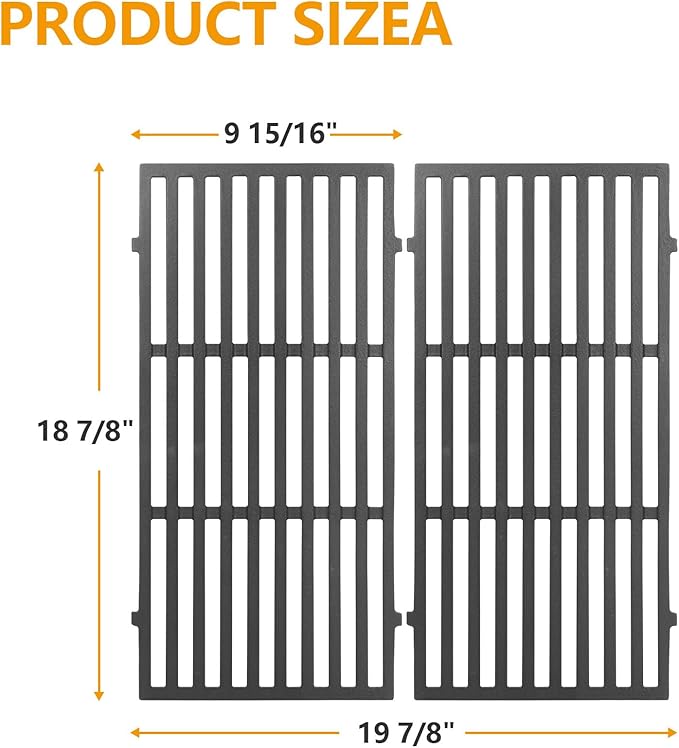 66094 66801  18 7/8'' Cast Iron Grill Grates for Weber Genesis GS4 II E-210,II LX E/S 240 Gas Grills, 2 Pack Cooking Grid Replacement parts
