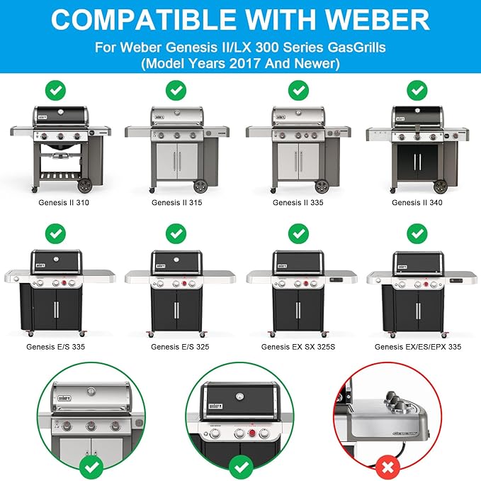 66095 Full Size Griddle for Weber Genesis II Genesis II LX 300 Series, Flat Top Griddle Plate Part Replacement Parts for Weber Genesis II 310/315/325/335, Genesis II LX 340