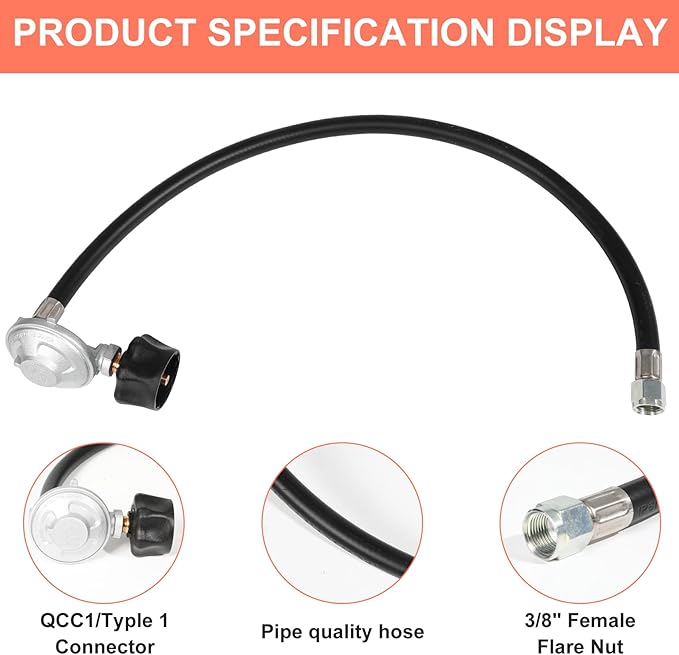 Upgraded 67069  25" QCC1 Hose and Regulator kit, for Weber Spirit II (2017-2019), Genesis II 210/LX 240, and Genesis II 300/400 (2017-2019) Gas Grills