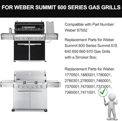  67552  7MM Solid Stainless Steel Cooking Grates Replacement Parts for Weber Summit 600 Series Summit E/S 640 650 660 670 Gas Grills with a Smoker Box