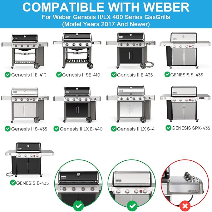 Replace for Weber 6789, Full Size Griddle Insert for Weber Genesis II 400 Genesis II LX 400 Series Gas Grills, Flat Top Griddle Plate for Weber Genesis II E-410/E-415/E-425/E-435, Genesis II LX 440, 